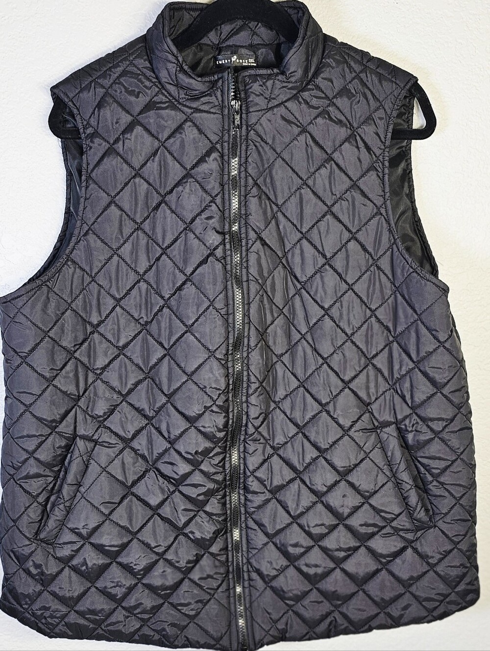Emery Rose Black Quilted Vest Plus Size 2XL Zip Front Pockets